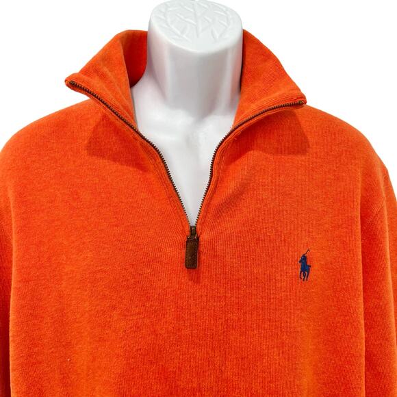 Polo Ralph Lauren Orange Quarter Zip Lightweight Long Sleeve Pullover Sz M Men's - Picture 5 of 10